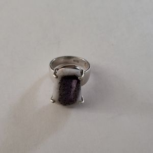 Rare Trapiche Amethyst .925 Sterling Silver Ring